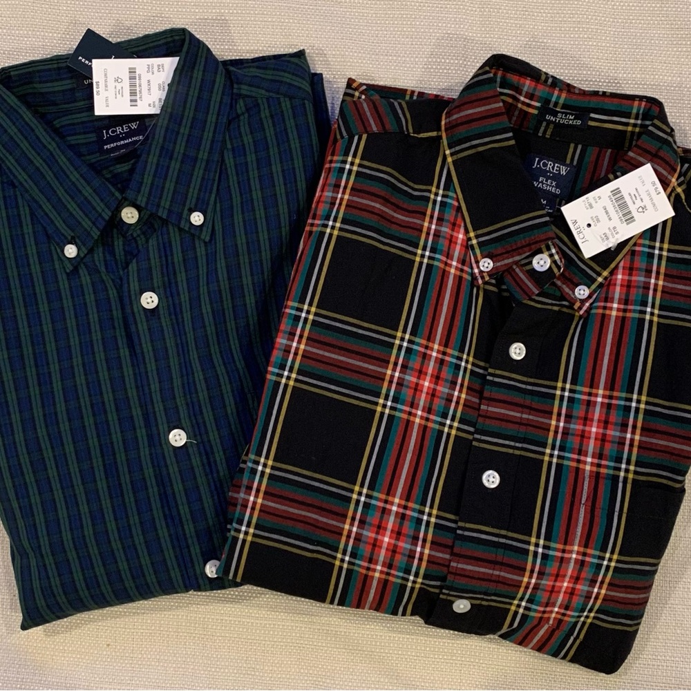 Lot of 2 J Crew Slim Untucked button-downs, NWT
